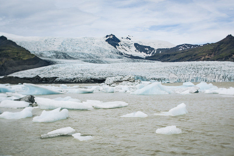 冰川冰，Fjallsjökull, Asturland，冰岛，欧洲